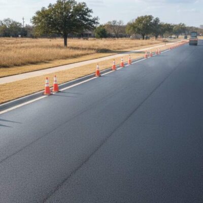 Proper asphalt curing process under ideal weather conditions in Texas